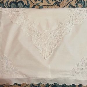 White Battenberg Lace Standard Pillow Sham
